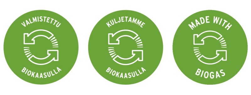 Gasum biogas label. 