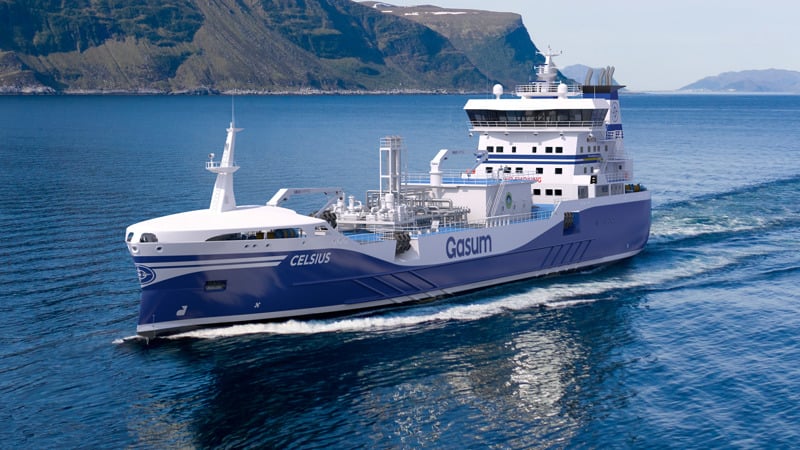Gasum's bunkering vessel Celsius. 