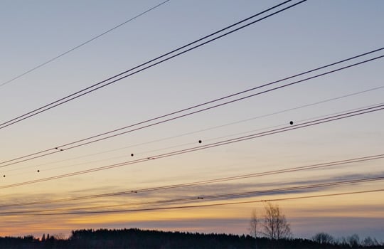 Electricity wiring against sunset