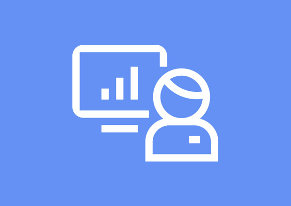 Computer screen and person icon