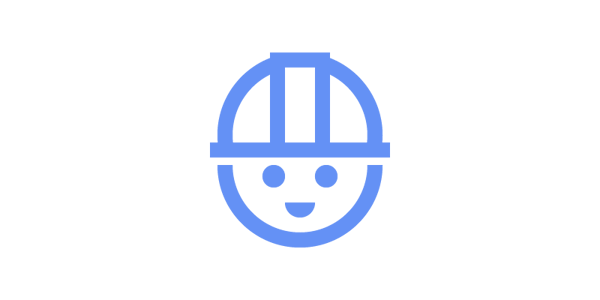 Blue engineer person and helmet icon